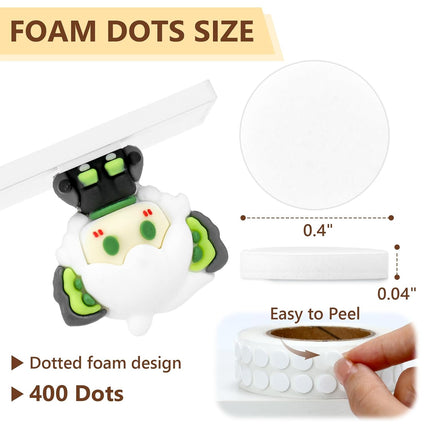 400 PCS 1mm Double Sided Foam Dots 0.4" Foam Round Dots 3D Foam Tape Craft Double Sided Dual Adhesive Foam Mounts Foam Pop Dots For Art Crafts Diy Handmade Scrapbook(White,0.4" Diameter,1mm Thick)