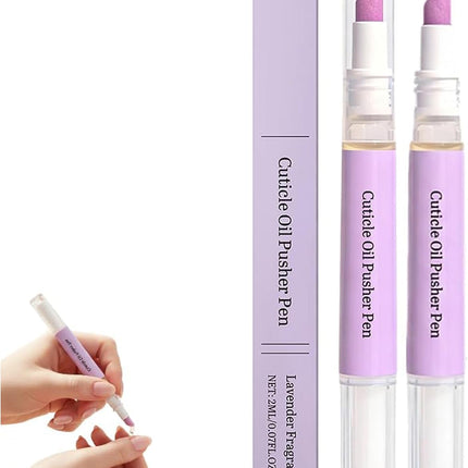 2PCS Cuticle Oil Pusher Pen, 2-in-1 Portable Nail Care Pen