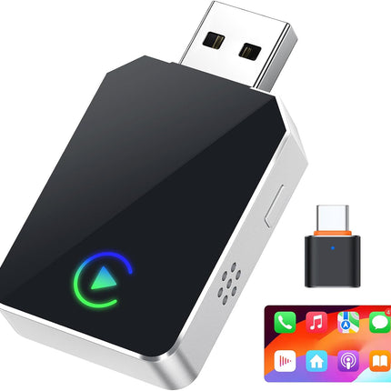 Wireless CarPlay Adapter for iPhone, 2026 Upgraded 2-in-1 Android Auto CarPlay Wireless Adapter, Convert Wired to Wireless, Fast & Stable, Plug & Play, Compatible with Factory Wired CarPlay Cars 2016+