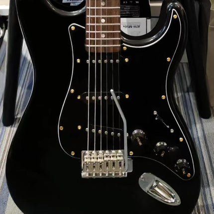 SSS 11 Holes Strat Electric Guitar Pickguard and BackPlate Set for Fender USA/Mexican Made Standard Stratocaster Modern Style Guitar Parts,Black 3ply