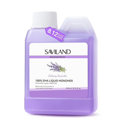 SAVILAND Odorless Monomer Acrylic Nail Liquid 240 ml: Lavender Scented EMA Monomer MMA-Free Nail Monomer Liquid Non-Yellowing Acrylic Monomer for Acrylic Powder DIY Nail Art Home Use