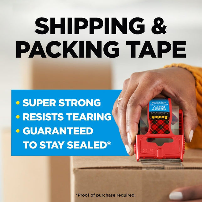 Heavy Duty Packaging Tape, 2 Inches x 800 Inches, Clear - 2 Count