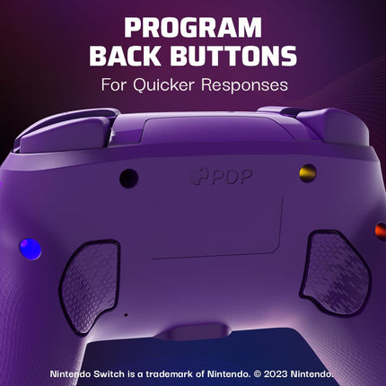 PDP Gaming Afterglow Wave Wireless Nintendo Switch Pro Controller - Officially Licensed, Nintendo Switch 2, Switch Lite/OLED, RGB LED Customization, App Controls, Rechargeable Battery Power - Purple