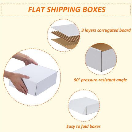 HORLIMER 12x9x4 inches Shipping Boxes Set of 1, White Corrugated Cardboard Mailer Box for Packing, Mailing, Small Business