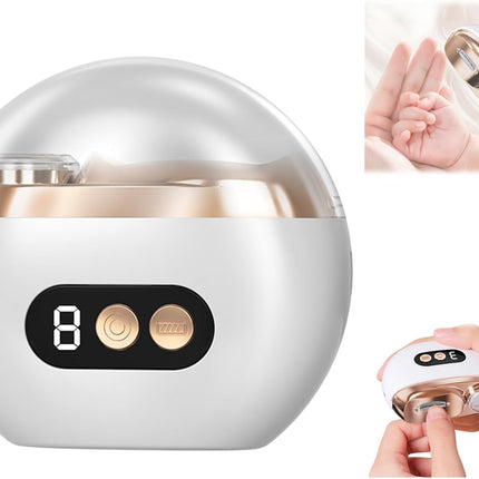 Electric Nail Clipper, 3 Speed Electric Nail Clippers for Seniors & Adults, Baby Electric Nail Trimmer with Display Screen, LED Light & Clip Storage, Automatic Nail Clipper for Fingernail (White)