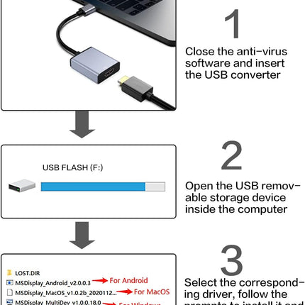USB to HDMI Adapter, USB 3.0/2.0 to HDMI for Multiple Monitors 1080P Compatible with Windows XP/7/8/10/11 and Mac os, Grey