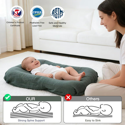 Baby Lounger - Snuggle Cozy Me Infant Lounger for Newborns | Breathable & Soft, Portable Awake-Time Pad, Essential Baby Gift (Lounger Cover Included)