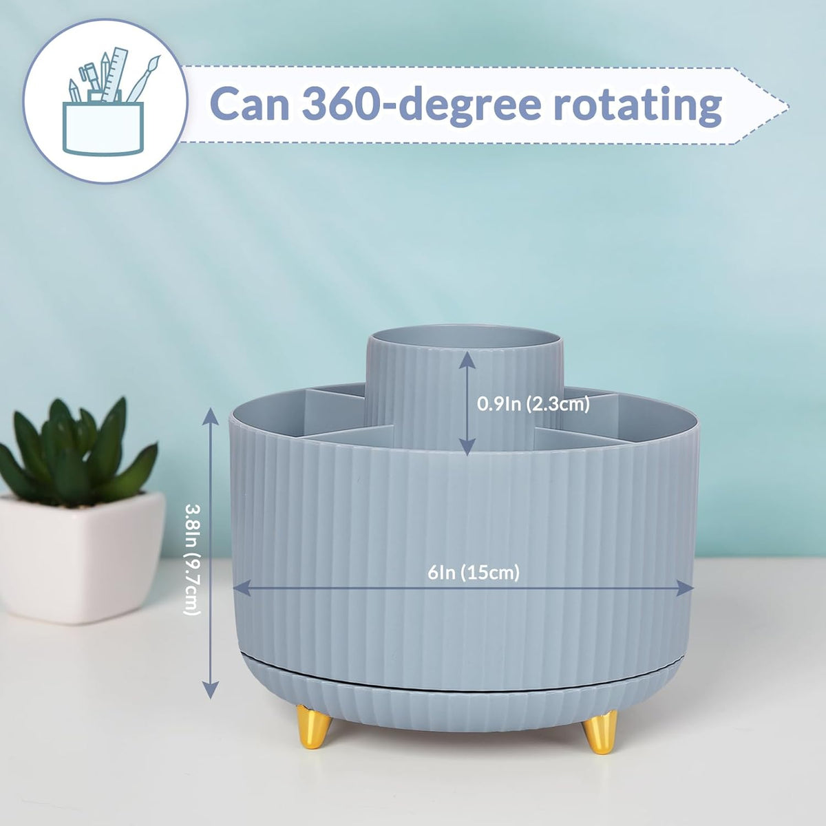 360 Degree Rotating Desk Organizer, Dual-Purpose Pencil Pen Holder, Rotating Desk Pen Organizer with 5 - photo 4