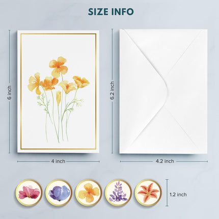 Blank Cards, 30 Blank Greet Cards, Gold Foil Blank Note with Envelopes