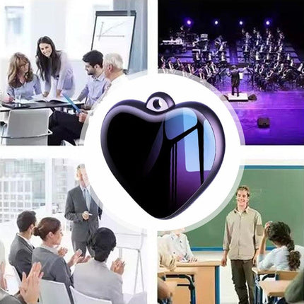 Heart Pendant Voice Recorder – 35h Hd Noise Reduction Dictation Device with 2100min Storage, One-Touch Mini Hidden Recording, Noise Reduction, Lanyard Hole, for Lectures Meetings Interviews (8GB)