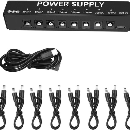 Guitar Pedal Power Supply for Effect Pedal, 8 Isolated DC Output for 9V Pedal, Super Mini