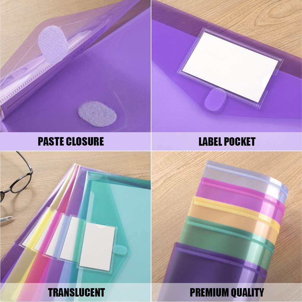 5 Pack File Folders, Clear Poly Envelopes Plastic Folders - photo 3