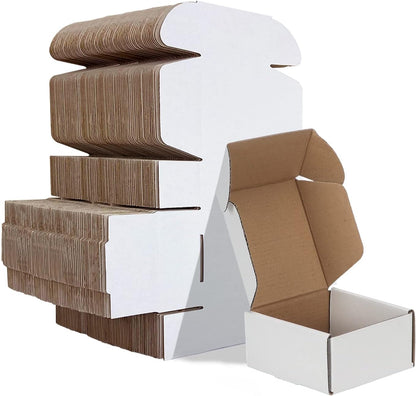 4 x 4 x 2 Inch White Corrugated Shipping Boxes, Set of 100