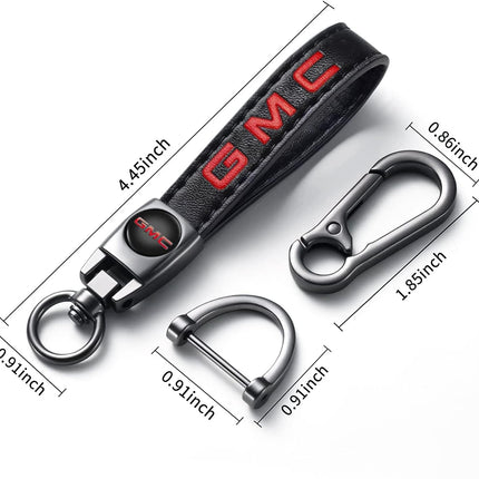 Genuine Leather Key Chain for GMC Sierra Denali Canyon Terrain Yukon Jimmy Acadia Keychain KeyRing for Men and Woean Accessories Black