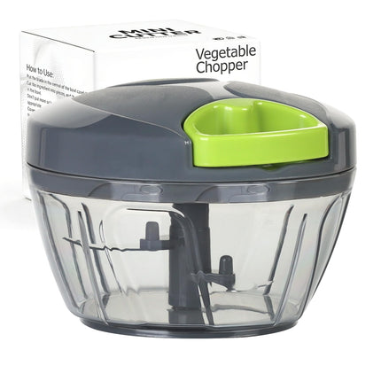 Manual Food Processor Vegetable Chopper, Portable Hand Pull String Garlic Mincer Onion Cutter for Veggies, Ginger, Fruits, Nuts, Herbs, etc., 500ml, Grey
