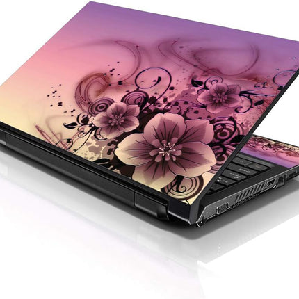 Laptop Skin Shop 15 15.6 inch Laptop Notebook Skin Sticker Cover Art Decal Fits 13.3" 14" 15.6" 16" HP Dell Lenovo Apple Asus Acer Compaq (Free 2 Wrist Pad Included) Pink Flower