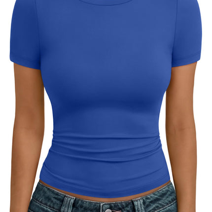 Women's Crewneck Short Sleeve T-Shirt Sexy Slim Fit Basic Going Out Tops