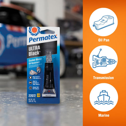 Permatex 22072 Ultra Black Maximum Oil Resistance RTV Silicone Gasket Maker, .5 oz. Tube