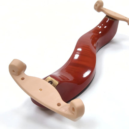 AKLOT Violin Shoulder Rest 4/4 & 3/4: Made of solid white pine, Burgundy Tiger Stripe Finish, Thick Breathable Sponge, Silicone Clamps Won’t Damage Varnish, Ergonomic Design (07）