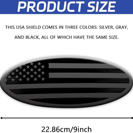 Front Grill Emblem for Ford, 9" Aluminum Front Grille Rear Tailgate Badge American Flag Oval Patriotic Hood Label for Ford F150 F250 F350 Edge Explorer Expedition Mesh Grille Decoration (Black)