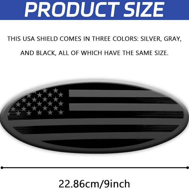 Front Grill Emblem for Ford, 9" Aluminum Front Grille Rear Tailgate Badge American Flag Oval Patriotic - photo 2