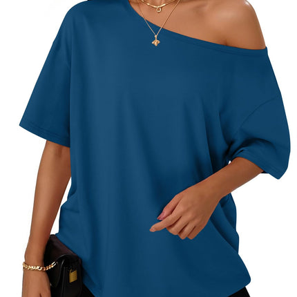 Tops de Hombros Descubiertos para Mujer, Camisetas de Verano Oversized 2026
