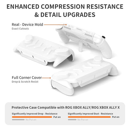 JDDWIN Full Protective Case for ASUS ROG Xbox Ally & ROG Xbox Ally X 7" 2025 with Kickstand, ABS &TPU Case with Detachable Front Shell Cover,Shockproof Anti-Scratch Non-Slip Grip Wrap (White)
