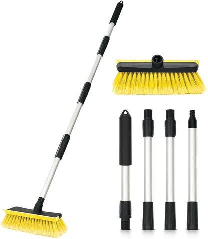 56-Inch Long Handle Car Wash Brush with Soft Bristle and Squeegee
