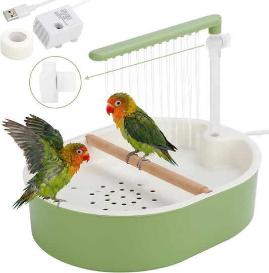 Parrot Shower for Cage, Automatic Parakeet Bird Bath with Circulating Water, USB Charging Quiet Pump Detachable