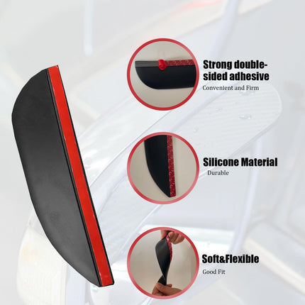 2PC Side Mirror Visor Rain Guards,Car Rear View Mirror Rain Cover,Silicone Rain Shield,Mirror Cover Rubber Visor Guard(Solid-Black,2Pack)