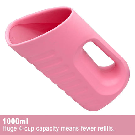 Babylush Baby Bath Rinse Cup & Rinser – 1000ml Soft EVA, 0.3lb Lightweight, BPA-Free Bath Water Pourer, Baby Bath Pitcher, Shower Cup for Kids(Pink)