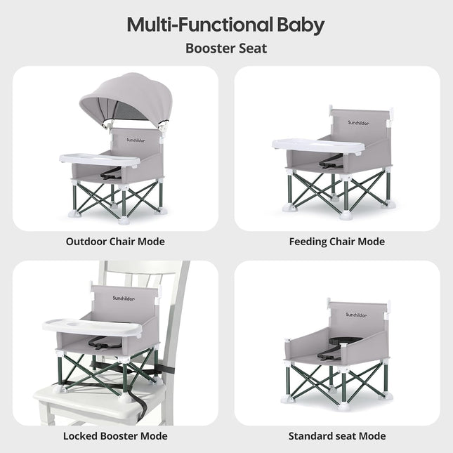 Portable Baby Booster Seat with Removable Tray & Canopy