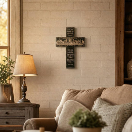 Wooden Cross Wall Decor, 12 Inch Lightweight Christian Wall Art