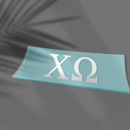 Chi Omega Greek Sorority Sticker Decal, 2.5 Inches Tall, White