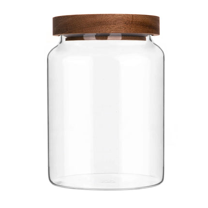 17 floz Small Glass Storage Containers with Lids,Candy Jar with Lid, Glass Food Storage Containers for Kitchen Counter, Pantry, Decorative Jar for Coffee, Sugar,Tea, Cute Jar(Bamboo 17 FL OZ)