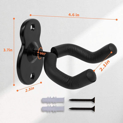 Sound harbor Guitar Wall Mount Hanger Acoustic Electric Bass Guitar Wall Hook Black Metal Holder