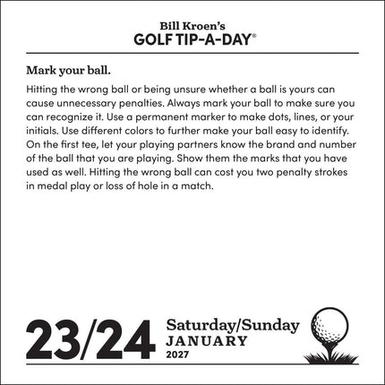 Bill Kroen's Golf Tip-A-Day 2027 Day-to-Day Calendar