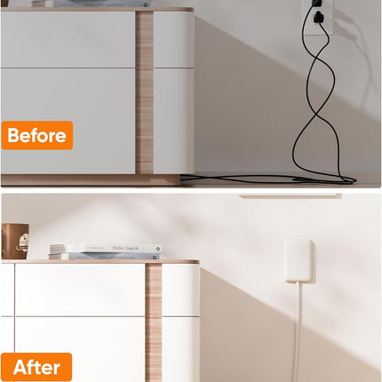 Olcorife Flat Outlet Extender with Cover, Flat Plug Power Strip with 6 AC Outlets, 2000 Joules Surge Protector, 3FT Flat Extension Cord, Home Office Travel Dorm Room Essentials
