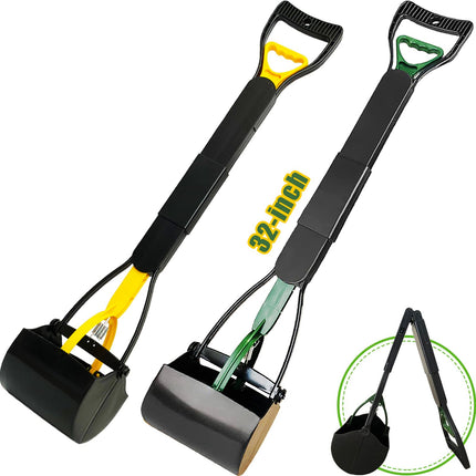 32“ Tall Pooper Scooper, Large Pooper Scooper for Dogs Heavy Duty, Dog Pooper Scooper with Long Handle & High Strength Durable Spring, Foldable Dog Poop Pick Up