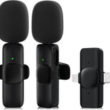 2 Pack Wireless Lavalier Microphone for iPhone,Android