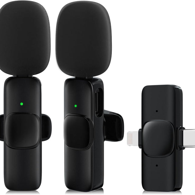 2 Pack Wireless Lavalier Microphone for iPhone,Android