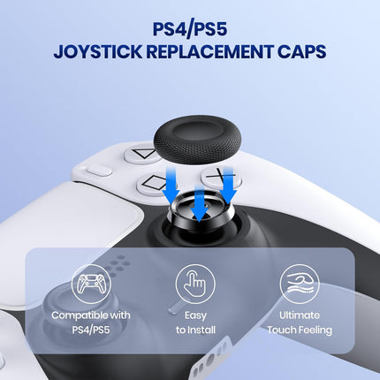 NEWDERY Joystick Replacement Grip Caps for PS4/PS5 Controller, PS5/PS4 Thumb Grips Caps, Anti-Stickiness, Anti-Slip, Anti-Scratch, Anti-Fingerprint, PS4/PS5 Joystick Caps Replacement Parts-(10pcs)