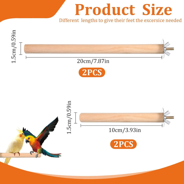 4PCS Bird Perches Parakeet Perches Wooden Parrot Perch Stand Wood Perche