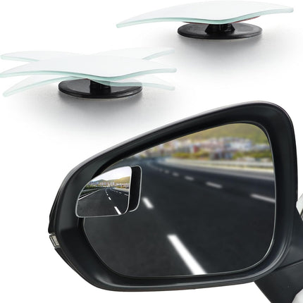 LivTee Blind Spot Car Mirror，Asymmetric Fan Shaped HD Glass Frameless Convex Rear View Mirror with wide angle Adjustable Stick for Cars SUV and Trucks, Pack of 2