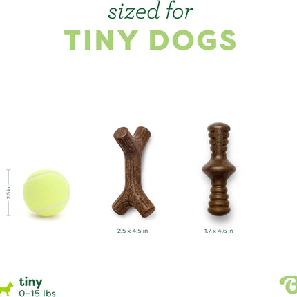 Benebone 2-Pack Maplestick/Zaggler Durable Dog Chew Toys, Real Bacon, Real Maplewood, Made in USA, Tiny, Extra Small, Brown