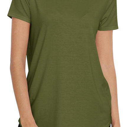 Women Crewneck Loose Fit Tunic Tops Short Sleeve Dressy Casual Summer Long Tee Shirts