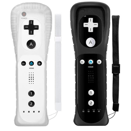 SWCTIM Wii Controller 2 Pack,Remote Controller with Silicone Case and Wrist Strap,Compatible with Wii/Wii U (Black and White)