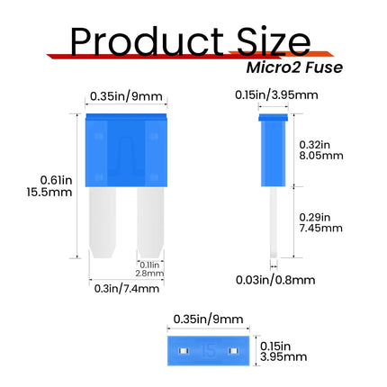 45Pcs Micro2 Car Fuse Kit, Automotive Fuses Assortment kit(2A/3A/5A/7.5A/10A/15A/20A/25A/30A), Blade Fuse for Car/RV/Truck/Boat/Marine