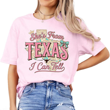 She's from Texas I Can Tell Graphic Tee, Western Cowgirl Style T-Shirt