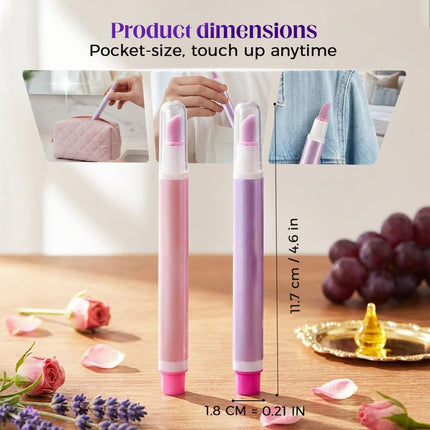 2-in-1 Cuticle Oil Pusher Pen, 2026 New Ceramic Cuticle Tool, Portable Lavender Scented Cuticle Pen for Manicure, Hydrating Nail Care Pen for Salon, Nail Repair Pen for Women (Purple+Pink)